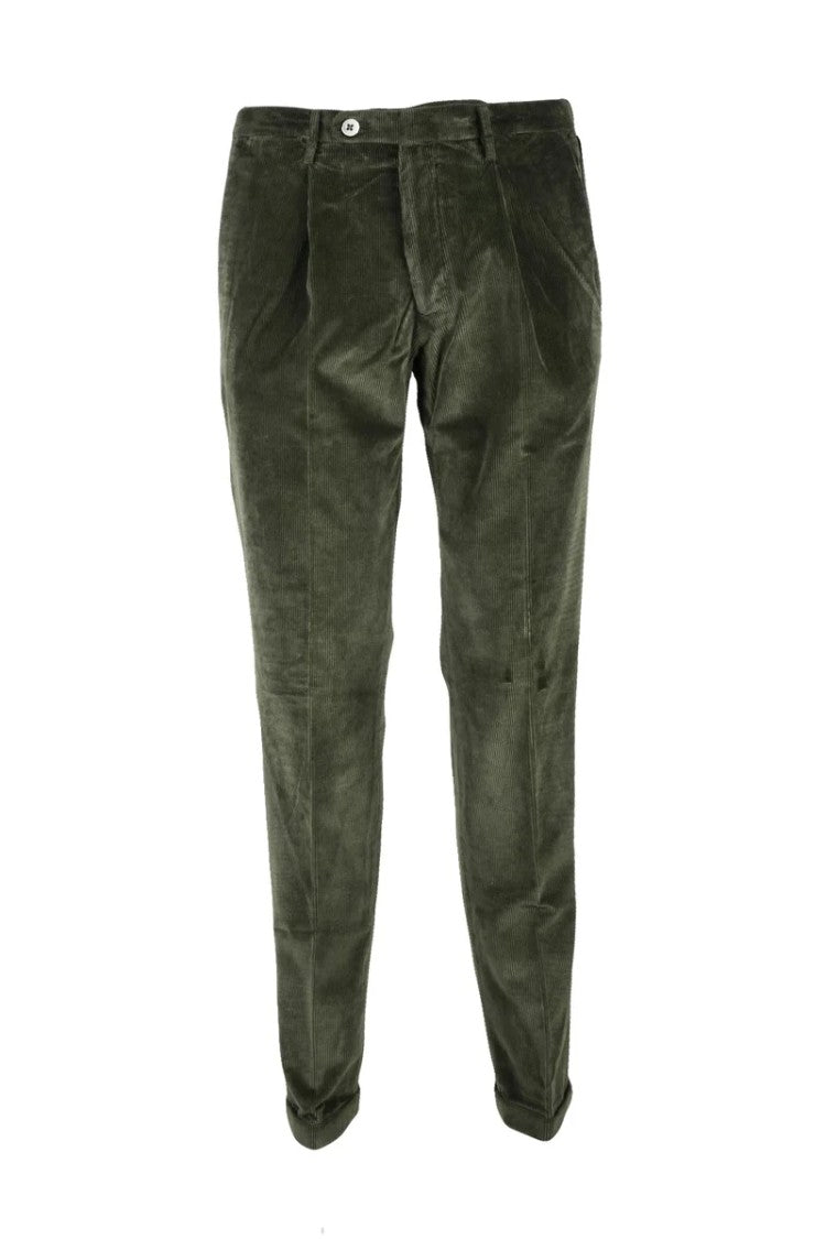 Michael Coal Tailored Military Green Cotton Modal Stretch Trousers