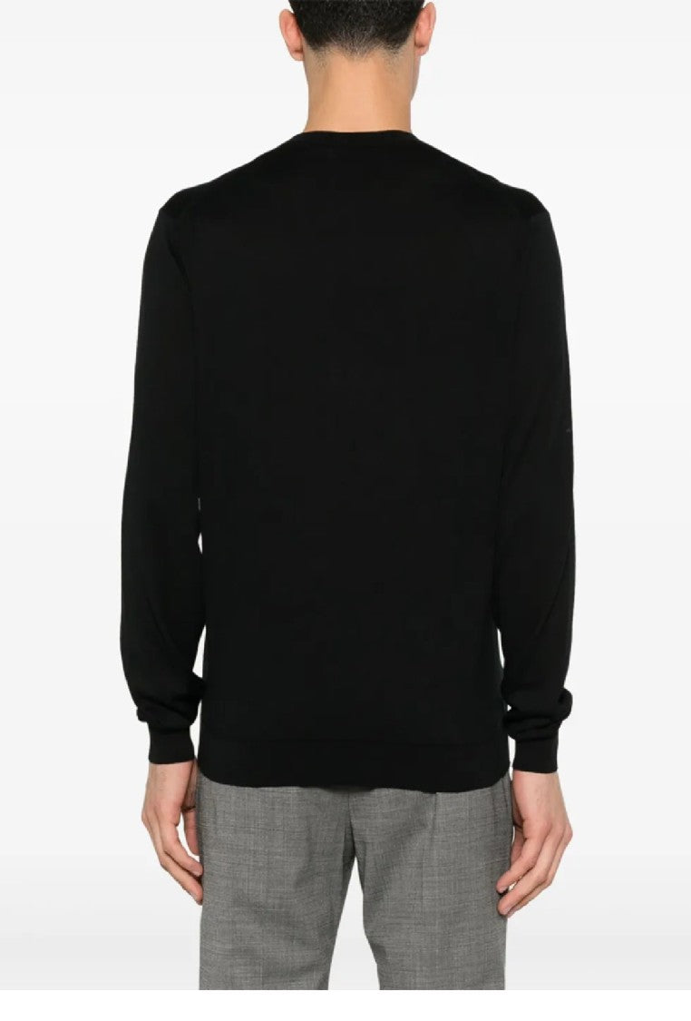 Lardini Classic Black Crew Neck Cotton Sweater