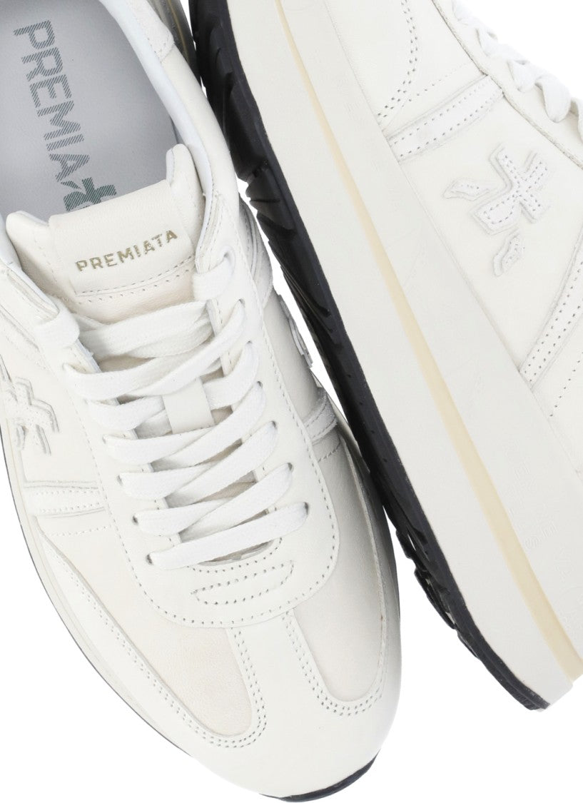 Premiata Ivory Bethcoin 8147 Suede Logo Sneakers