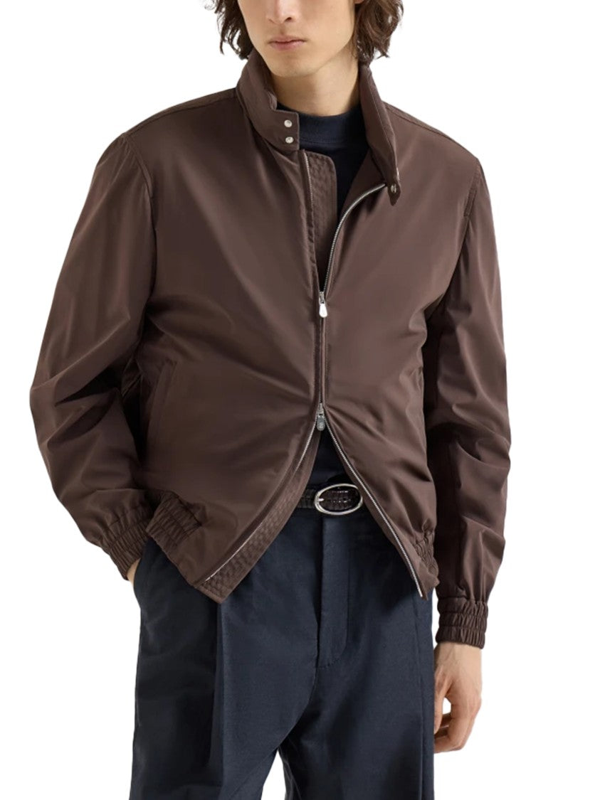 Brunello Cucinelli Brown Stand Collar Matte Finish Jacket