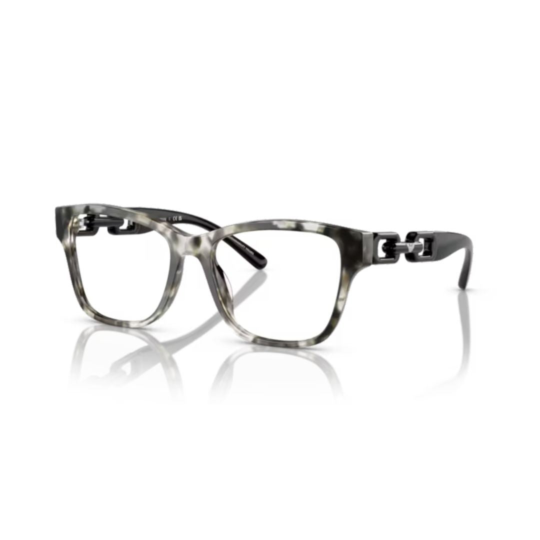 Emporio Armani 3222U Vista Marbled Square Frame Eyeglasses With Linked Chain Temples