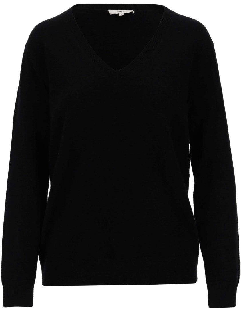 Vince Pure Cashmere V-Neck Pullover With Ribbed Edges