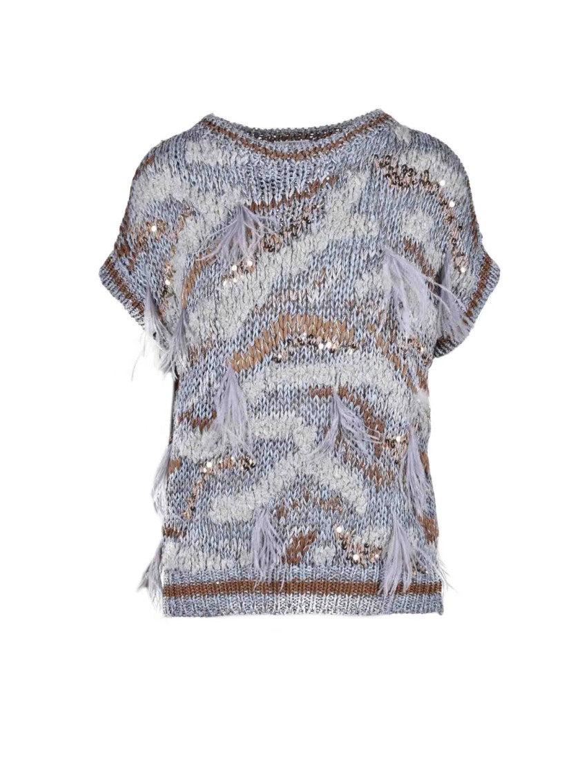 Brunello Cucinelli Grey Lurex Knitwear