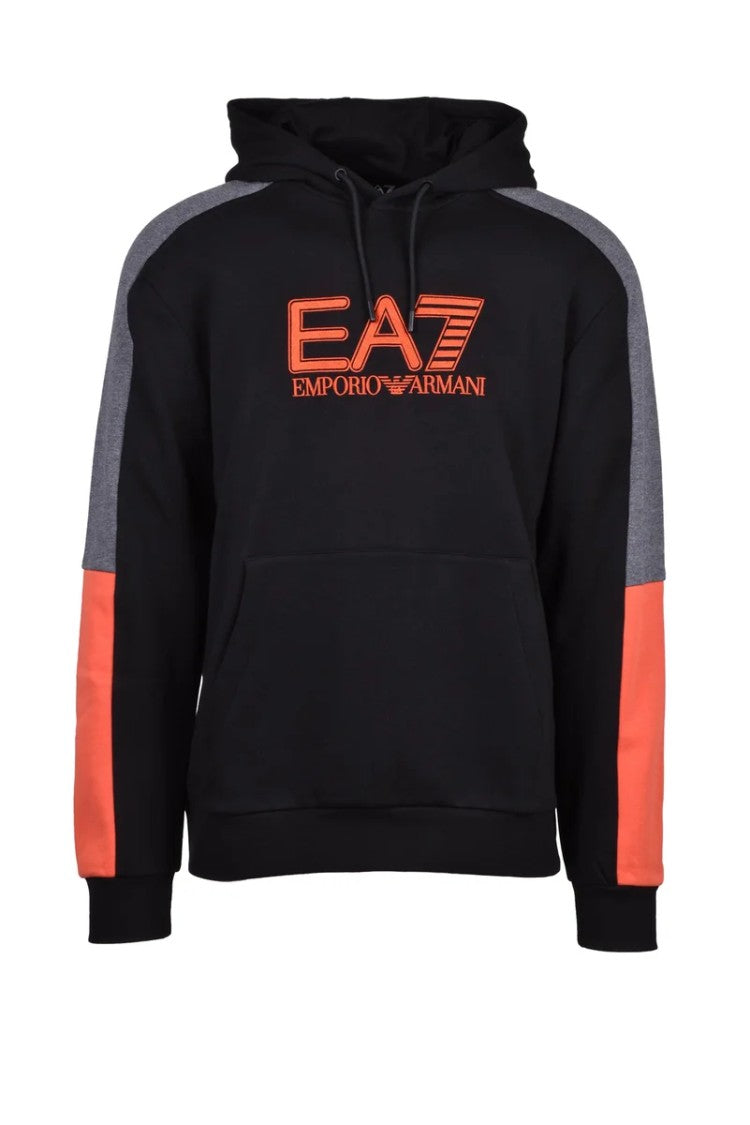 Ea7 Emporio Armani Black Panel Hooded Sweatshirt