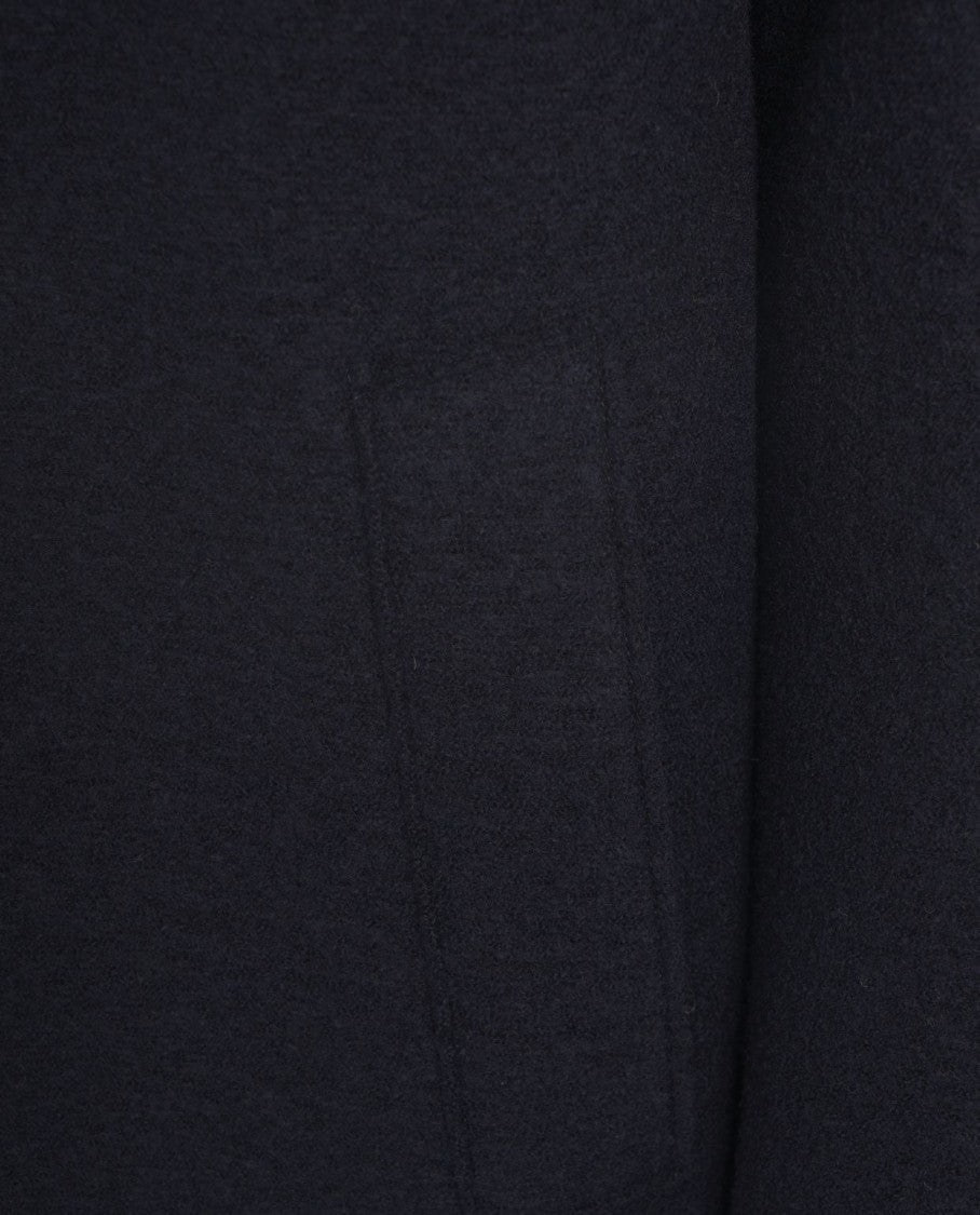 Harris Wharf London Blue Virgin Wool Coat With Hidden Buttoning And Raglan Sleeves