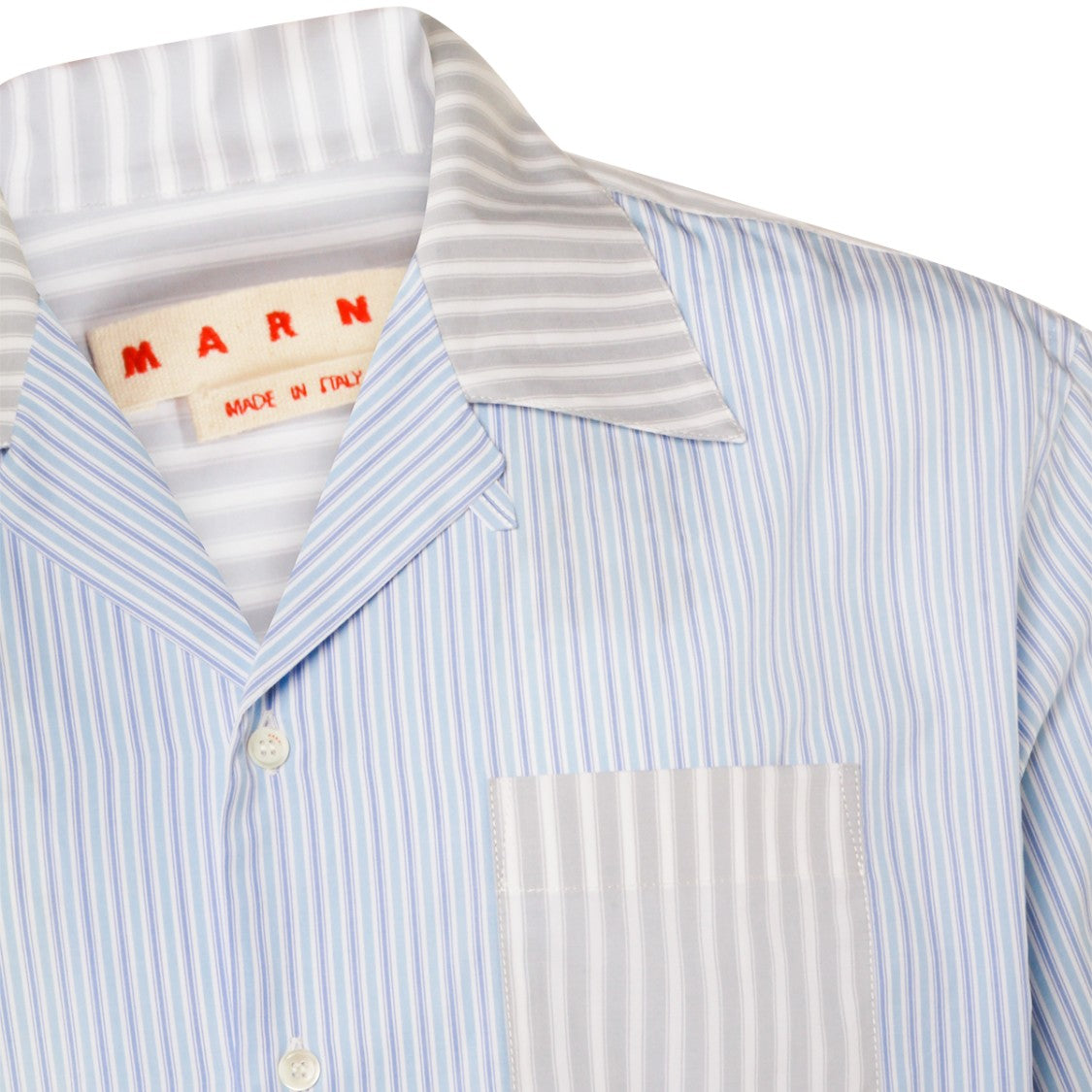 Marni Relaxed Fit Short-Sleeve Shirt With Striped Collar And Pocket