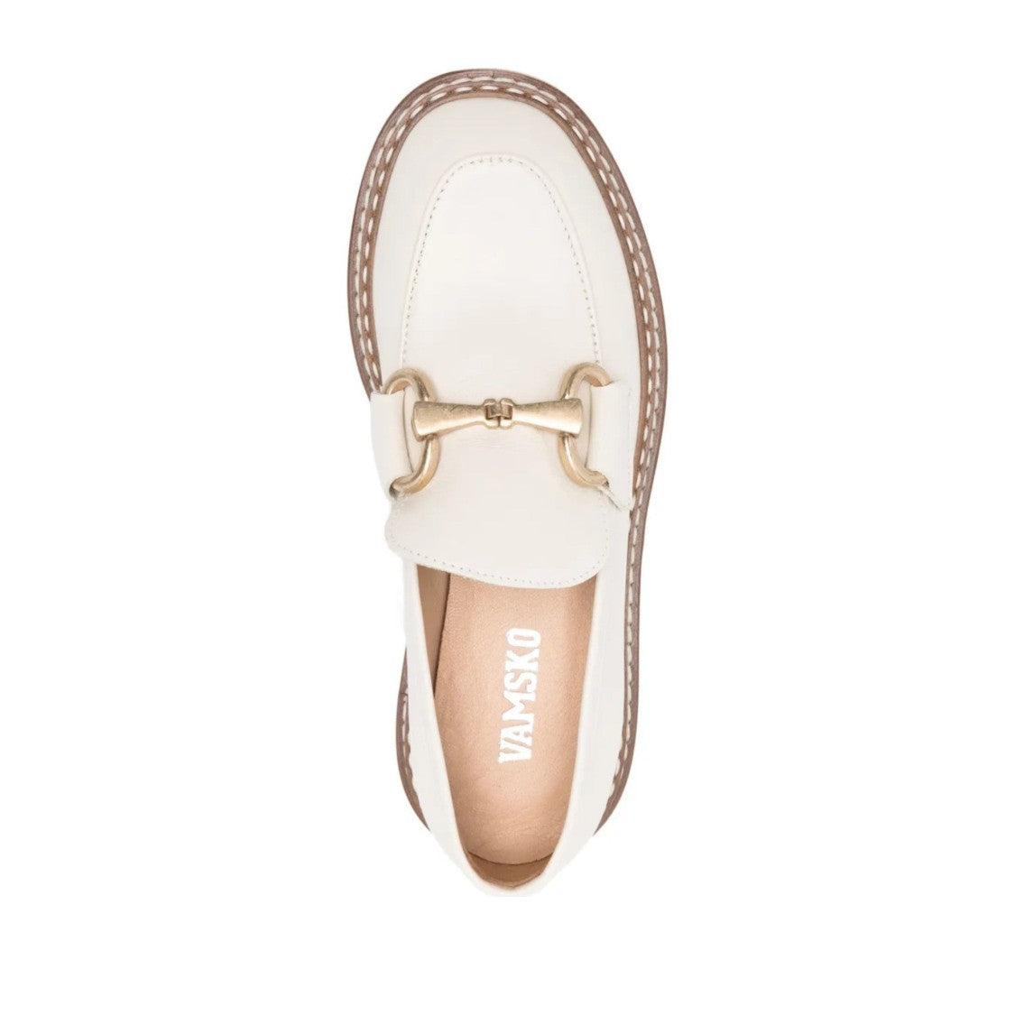 Vamsko Beige Bea Leather Platform Loafers