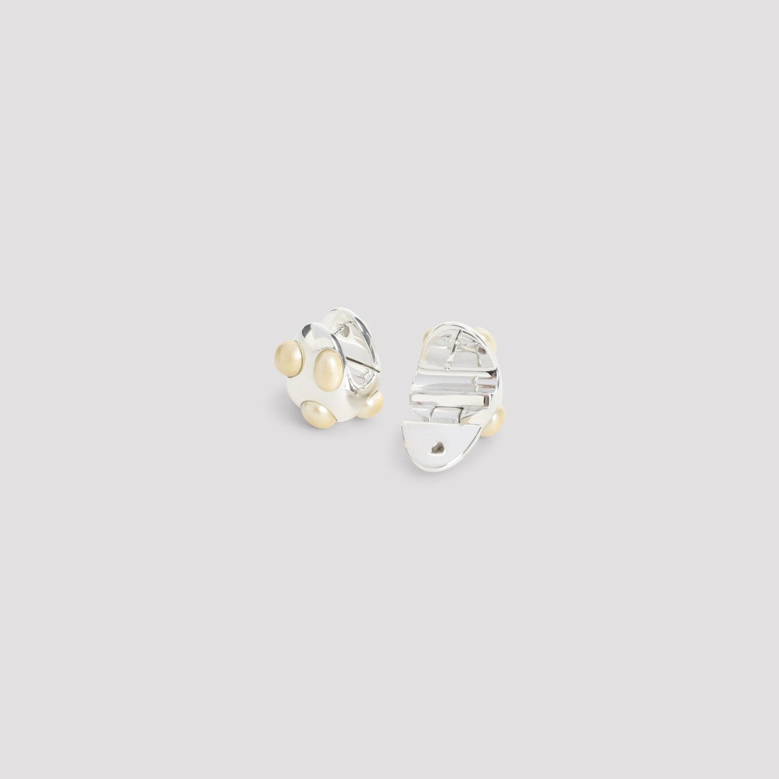 Phoebe Philo Curved Silver Earrings With Cream Resin Accents