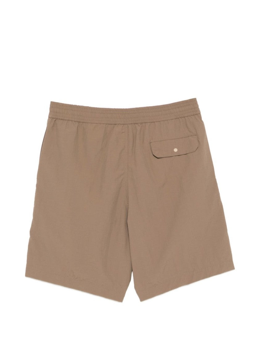 A.P.C. Dark Beige Shorts With Flap Pocket And Elasticated Waistband
