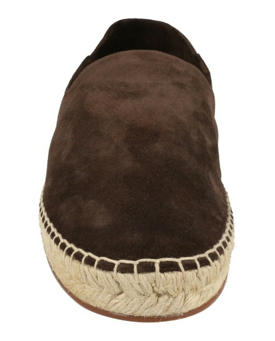 Brioni Slip-On Suede Espadrilles With Block Heel And Jute Sole