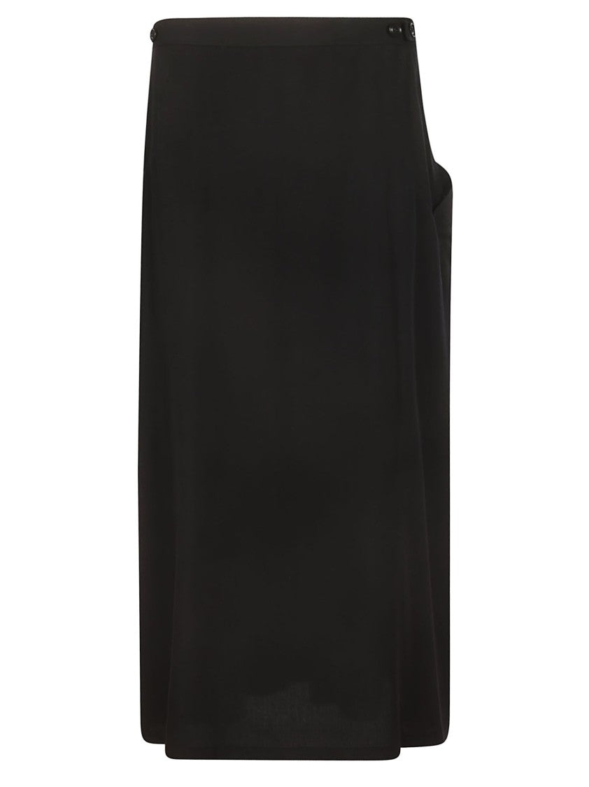 Yohji Yamamoto Straight Silhouette Black Midi Skirt
