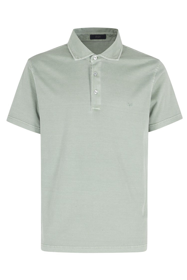 Fay Green Polo Jersey Frosted Embroidery Cotton Polo Shirt