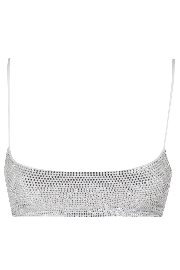 The Andamane Fitted Tulle Bralette Top With Rhinestone Accents