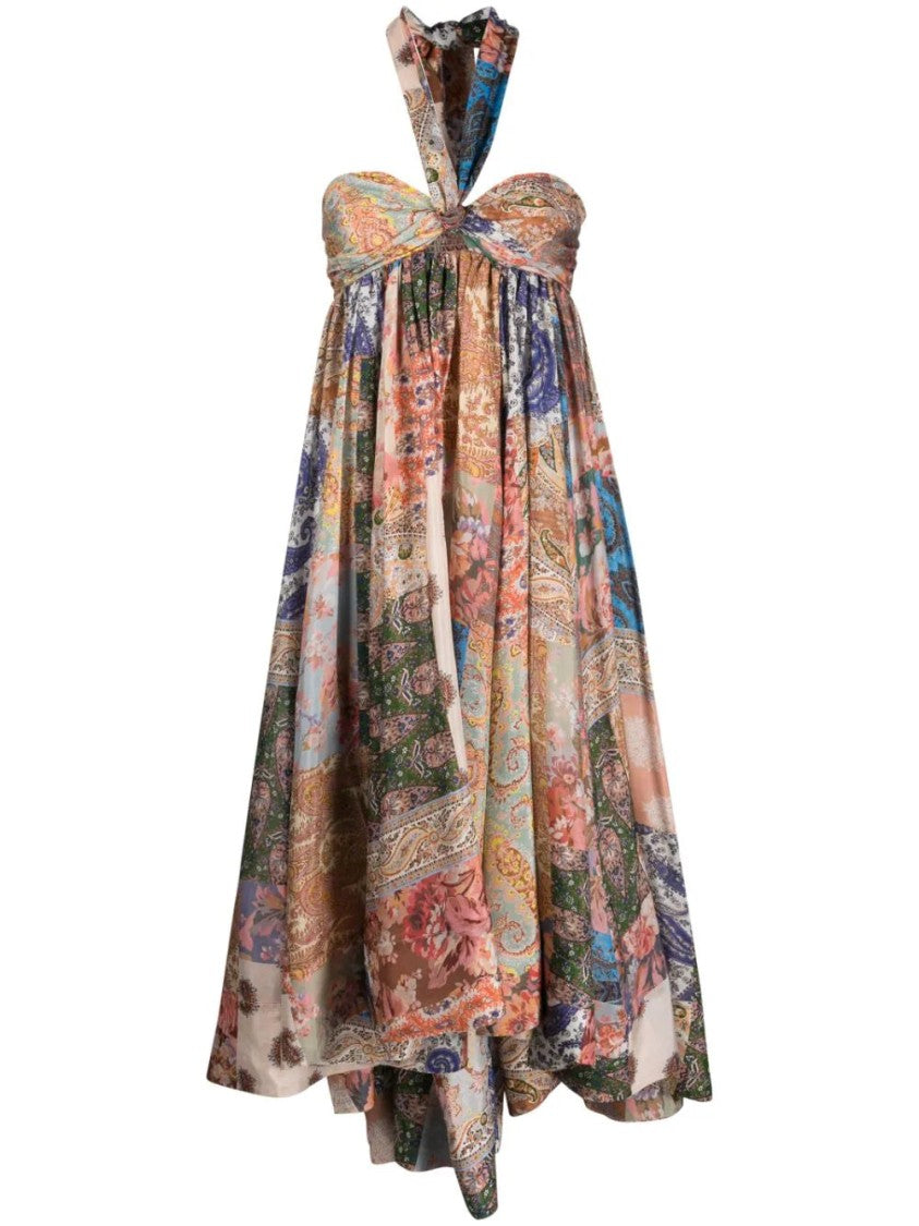 Zimmermann Devi Paisley-Print Halterneck Dress