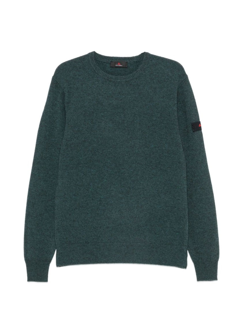 Peuterey Crew-Neck Sweater With Subtle Heathered Texture And Logo Patch