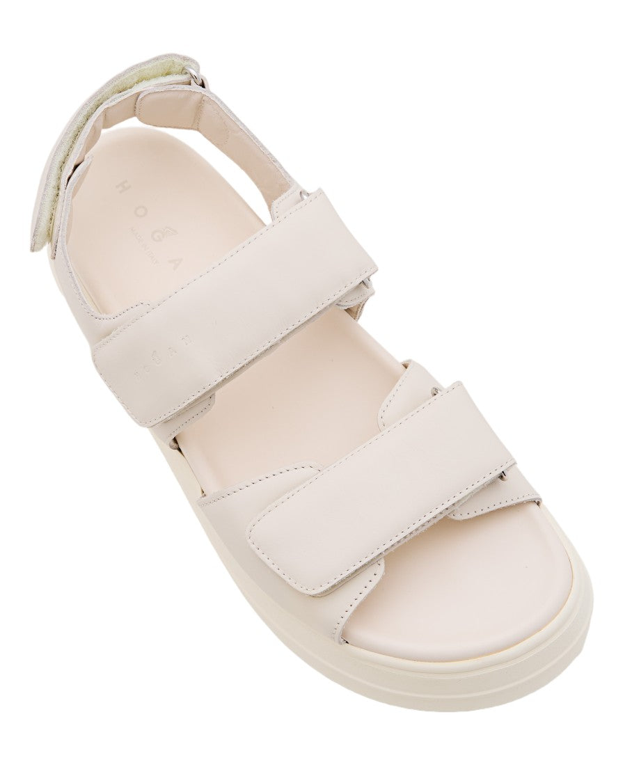 Hogan Elevated Platform Sandals With Adjustable Hook And Loop Closure