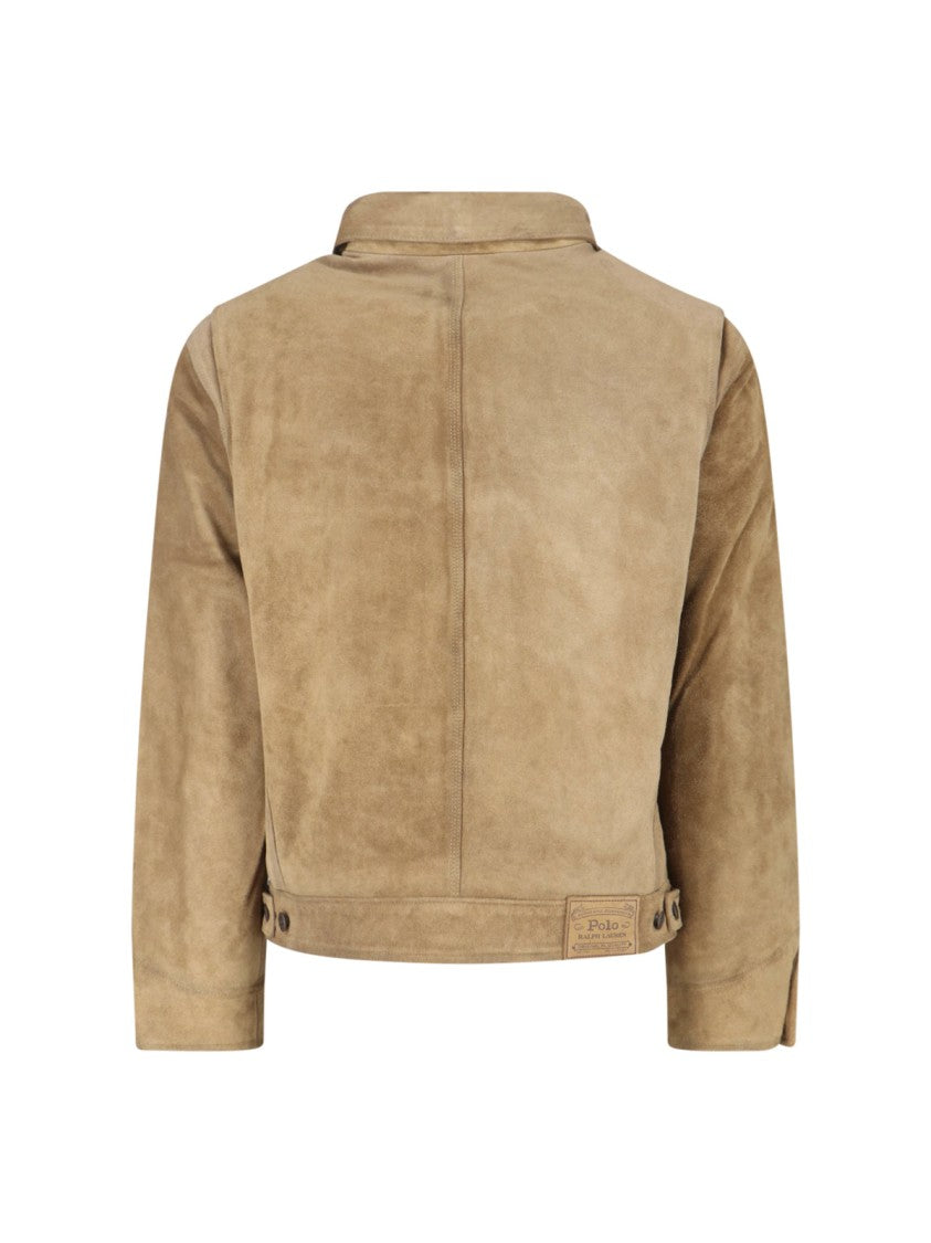 Polo Ralph Lauren Structured Brown Jacket With Front Zipper Closure