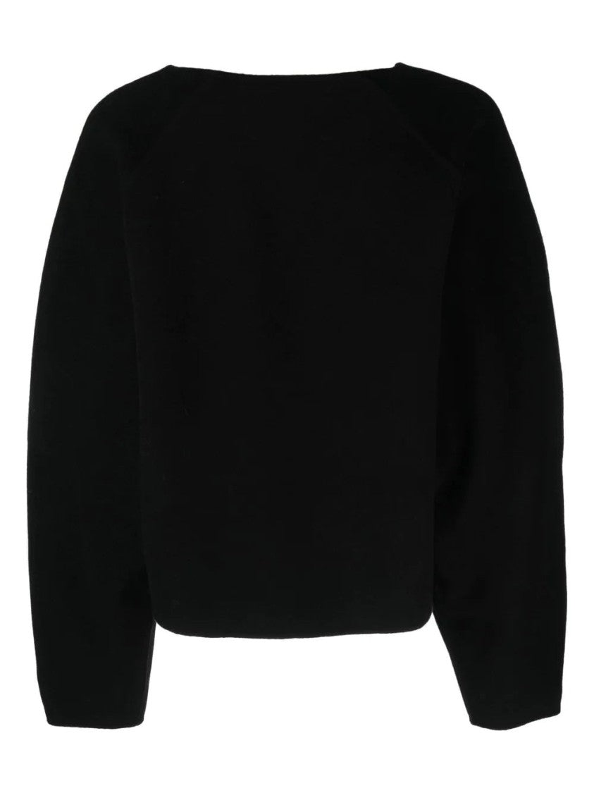 Axel Arigato Cropped Black Pullover With Relaxed Fit And Voluminous Sleeves