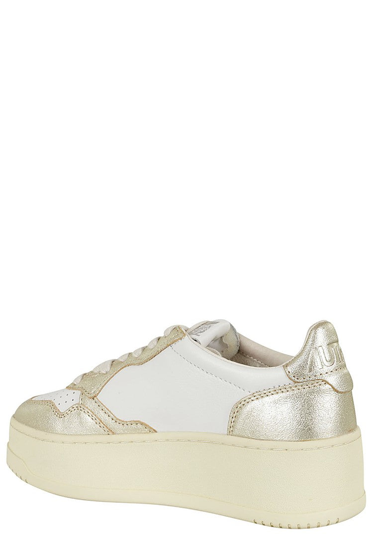 Autry White And Gold Platform Sneakers