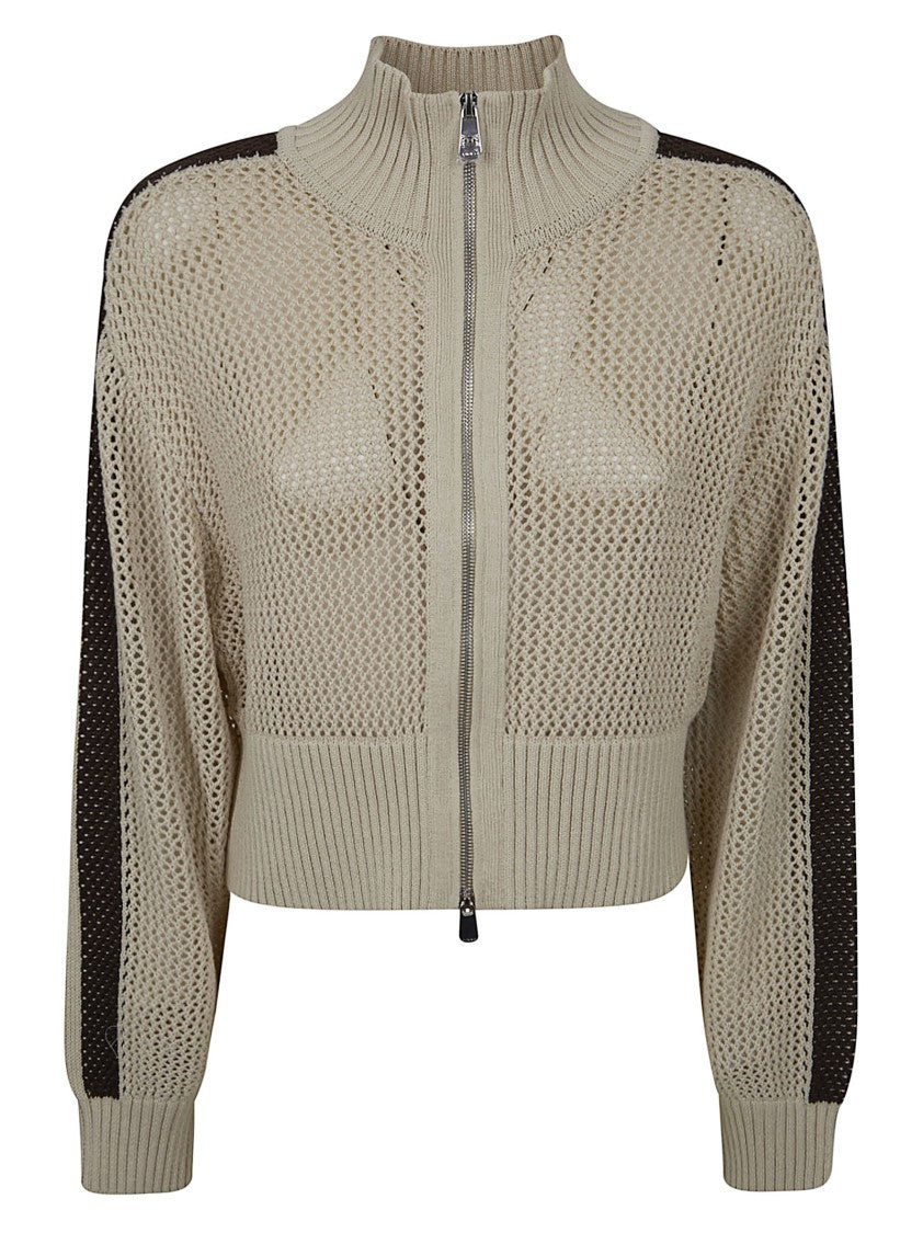 Pinko Mesh-Effect Perforated High Neck Sweatshirt