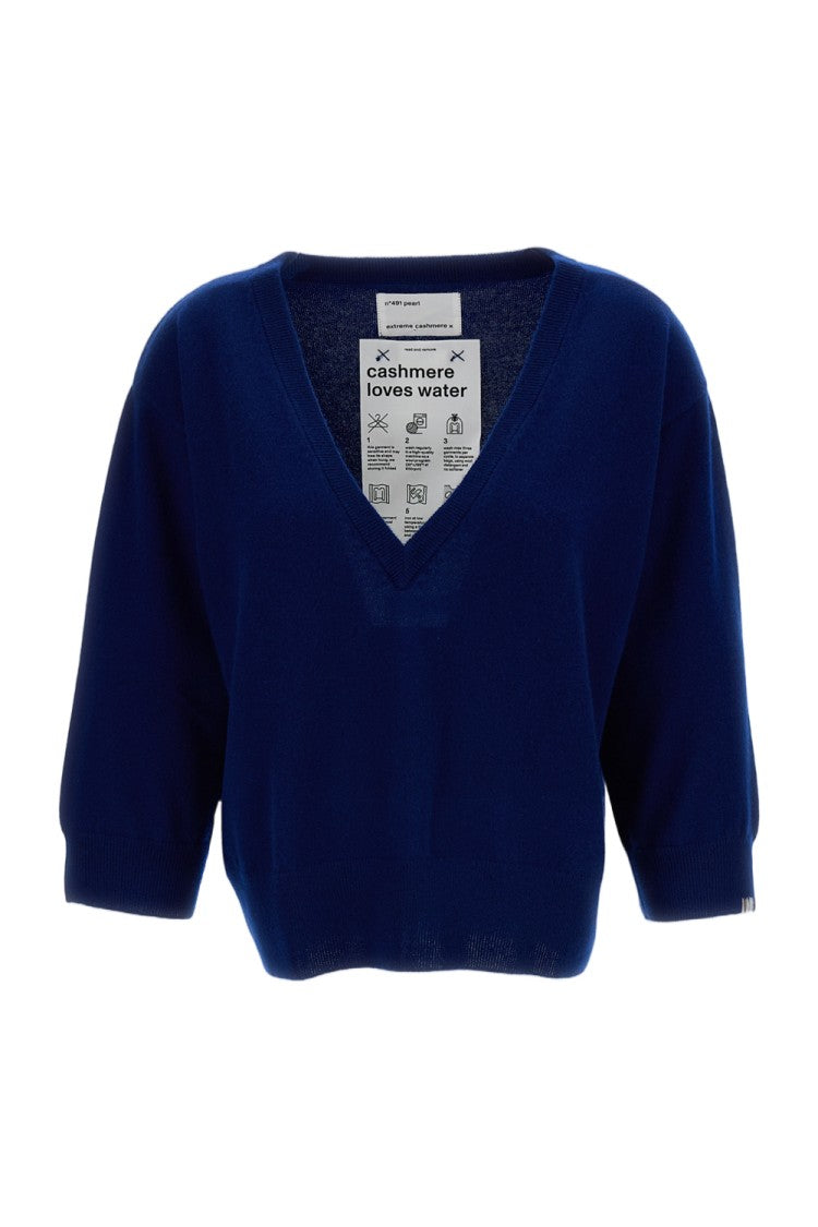 Extreme Cashmere Blue Pearl Cashmere V-Neck Sweater