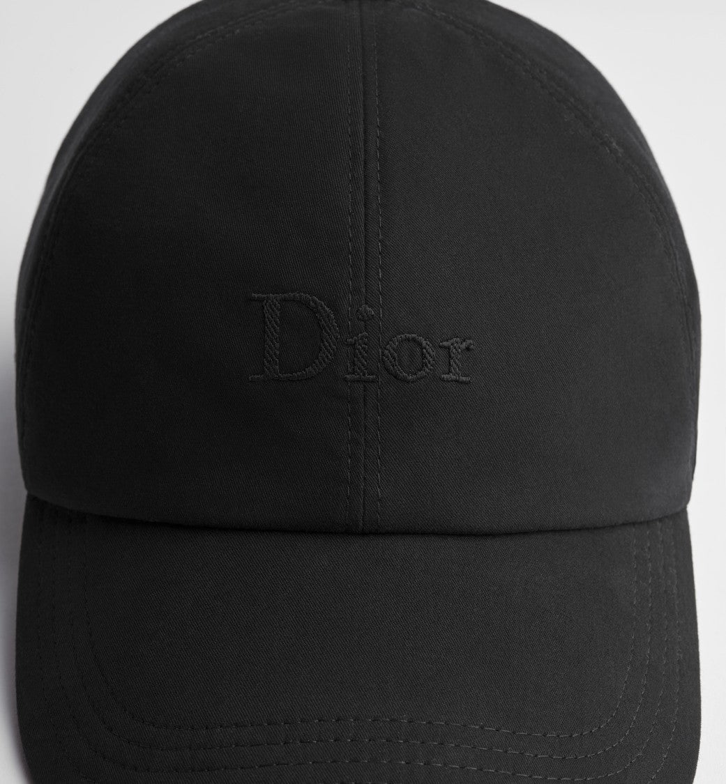 Christian Dior Curved Brim Black Baseball Cap With Tonal Embroidery