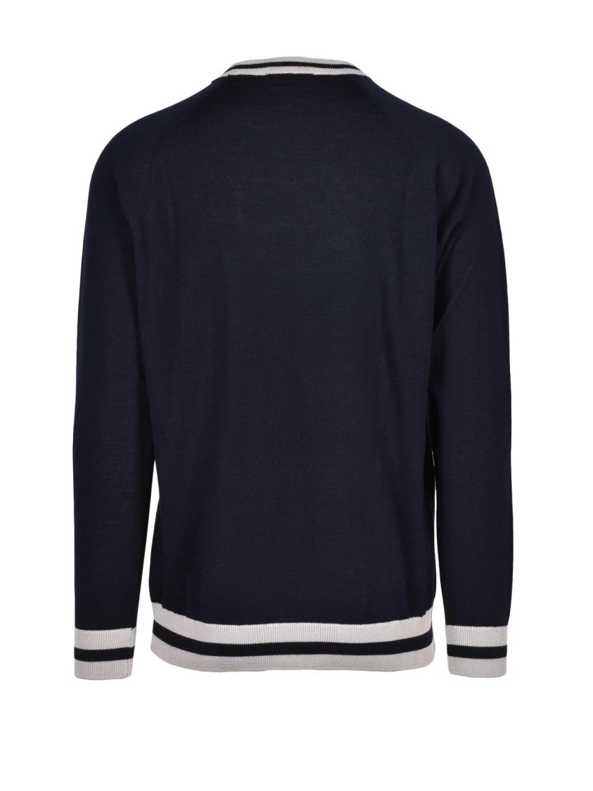 Cashmere Company P. Raglan Sleeve Crew Neck Sweater In Dark Blue