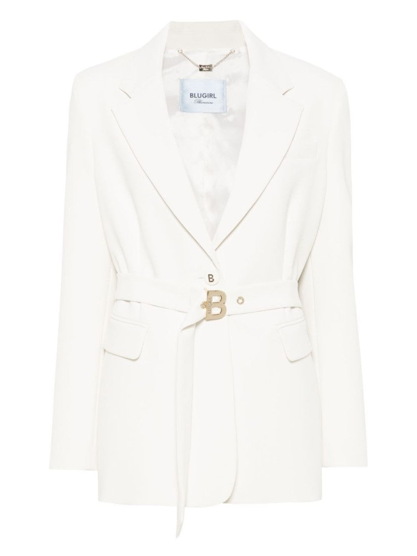 Blugirl Tailored White Blazer With Belted Waist