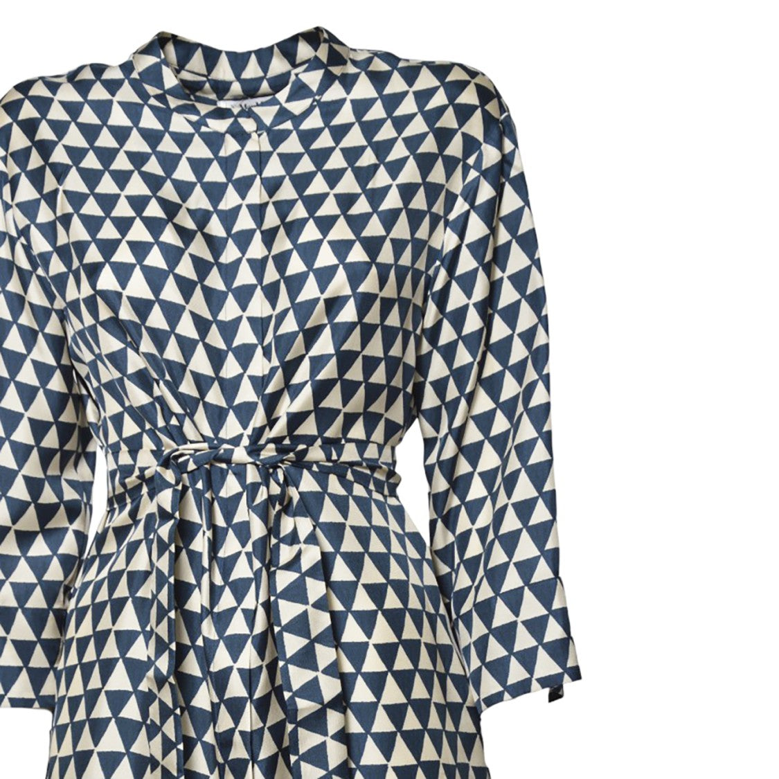 Max Mara Geometric Triangle Pattern Midi Dress With Tie Belt