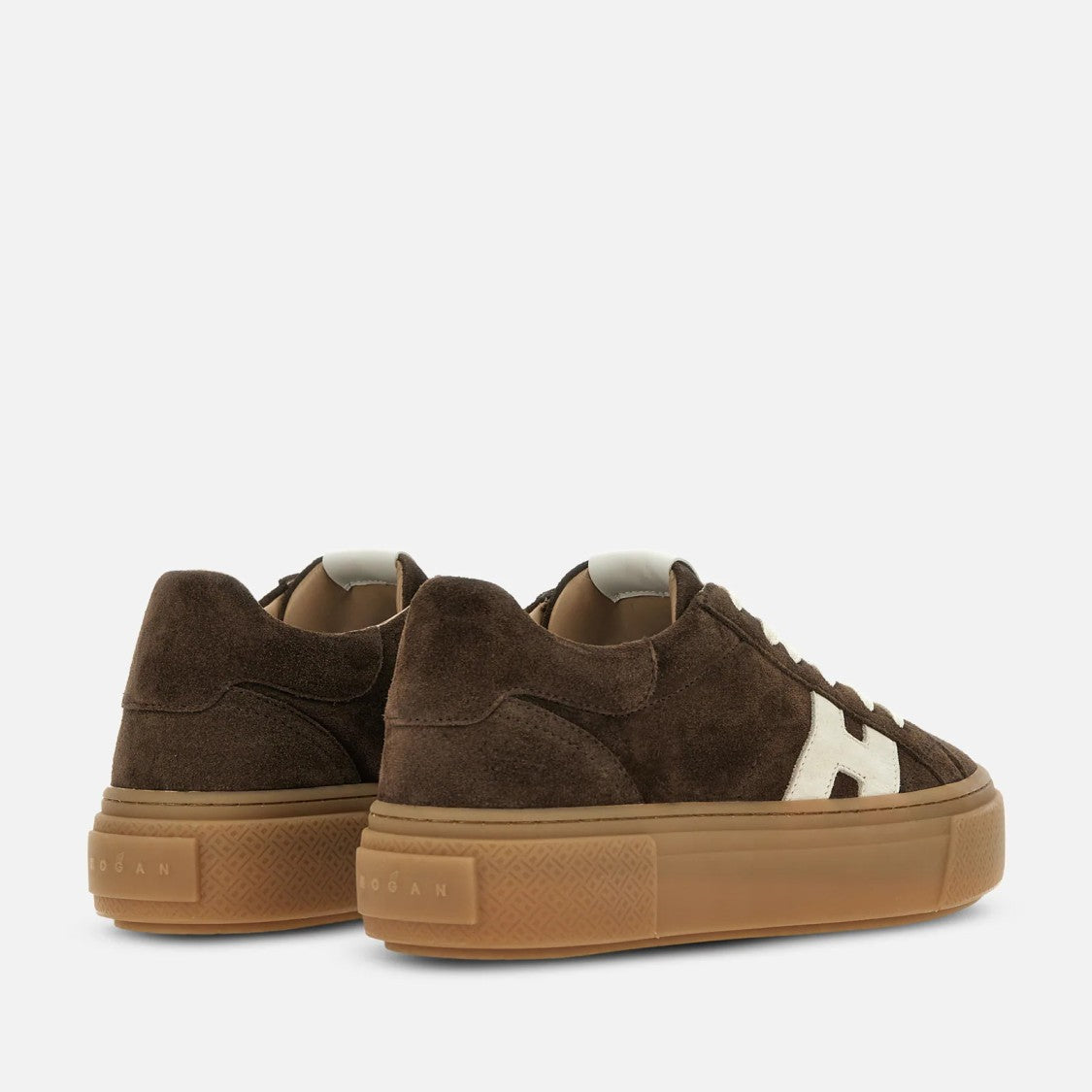 Hogan Brown Suede Gum-Sole Low-Top Sneakers