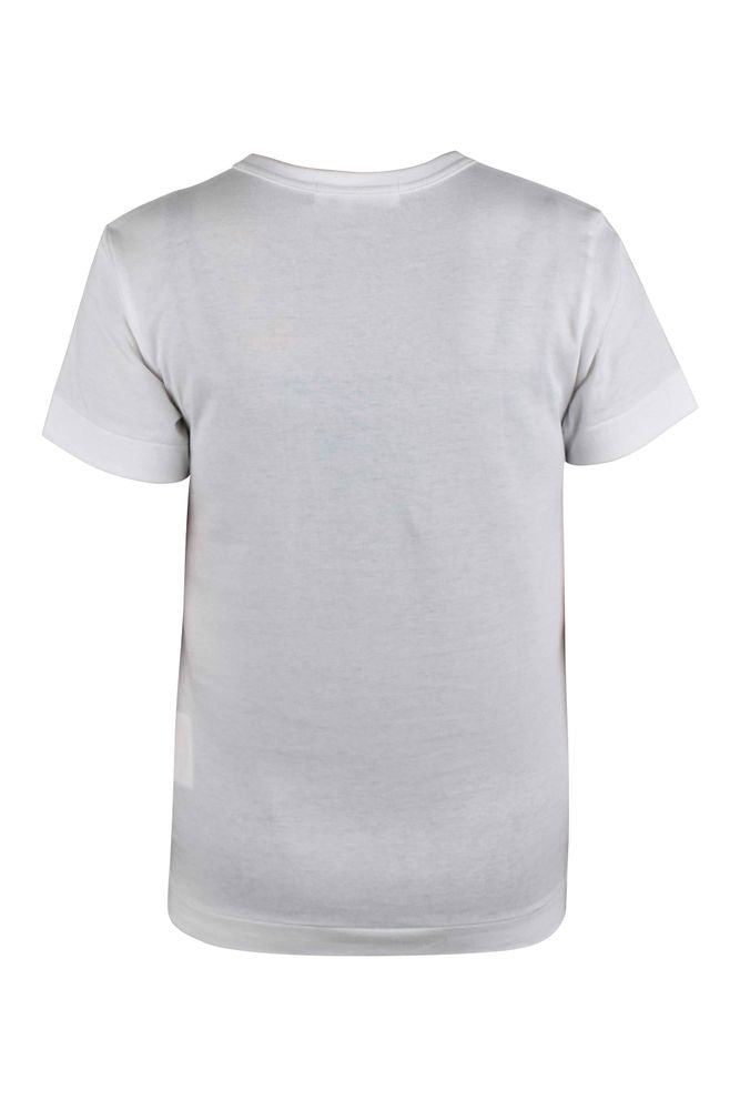 Comme Des Garçons White Cotton T-Shirt With Overlapping Heart Embroidery