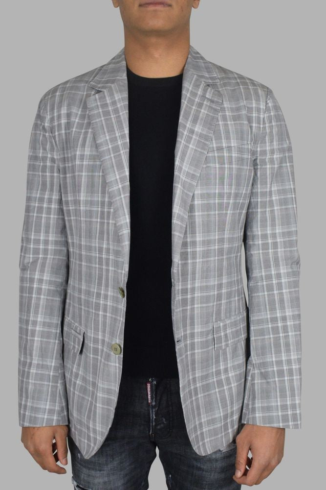 Dolce & Gabbana Tailored Gray Checkered Jacket With Classic Lapel