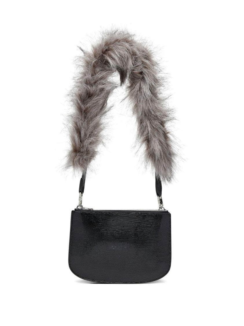Diesel Curved Black Embossed Leather Bag