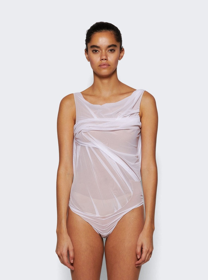 Di Petsa Draped Wetlook Swimsuit White