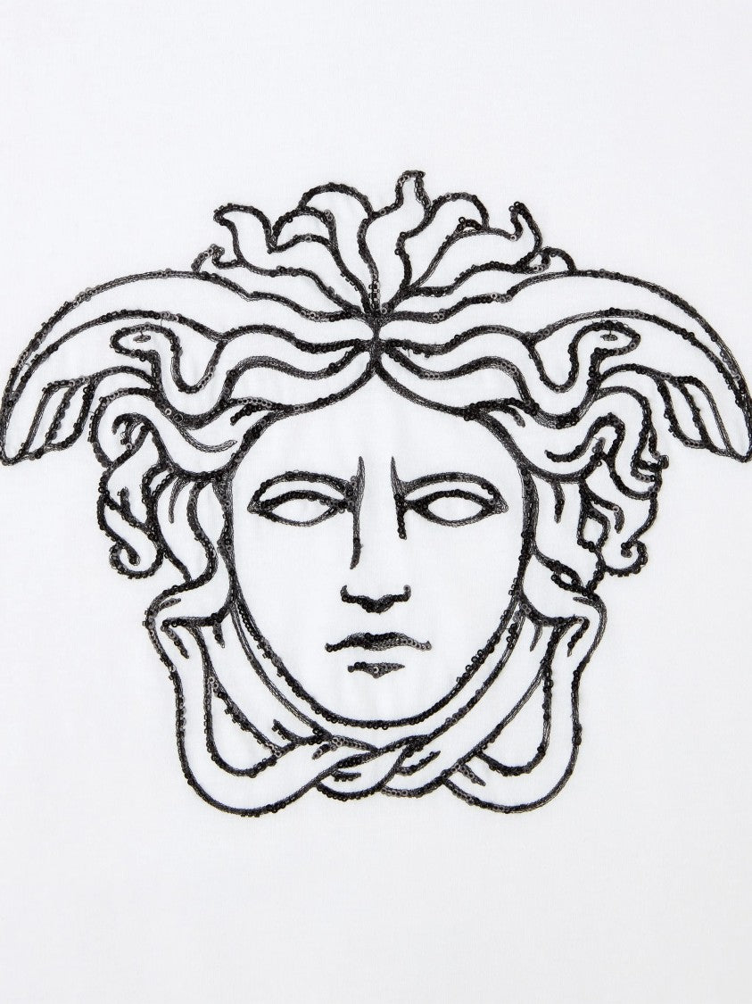 Versace Embroidered Medusa Head Cotton T-Shirt