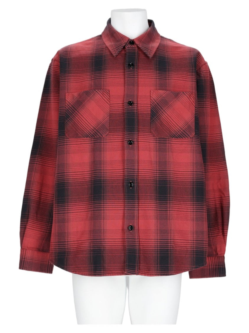 Our Legacy Red Gradient Plaid Cotton Casual Shirt