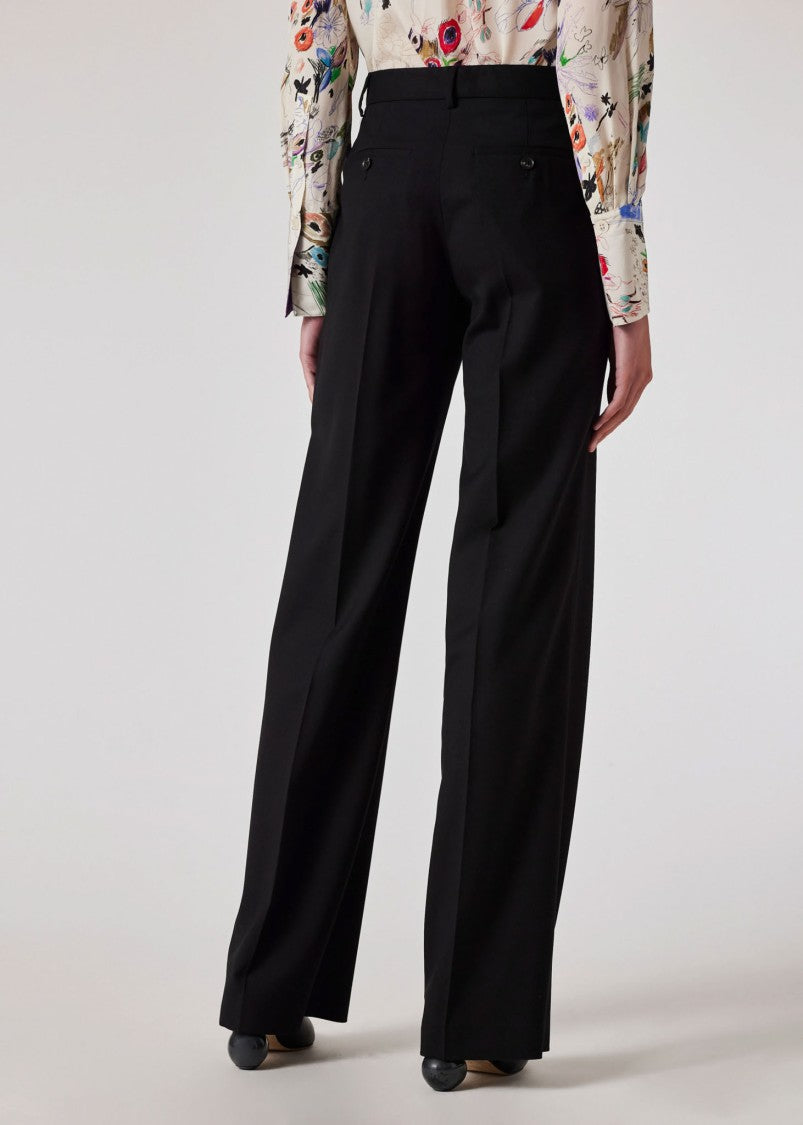 Paul Smith Bootleg Fit Black Trousers With Crease-Resistant Finish