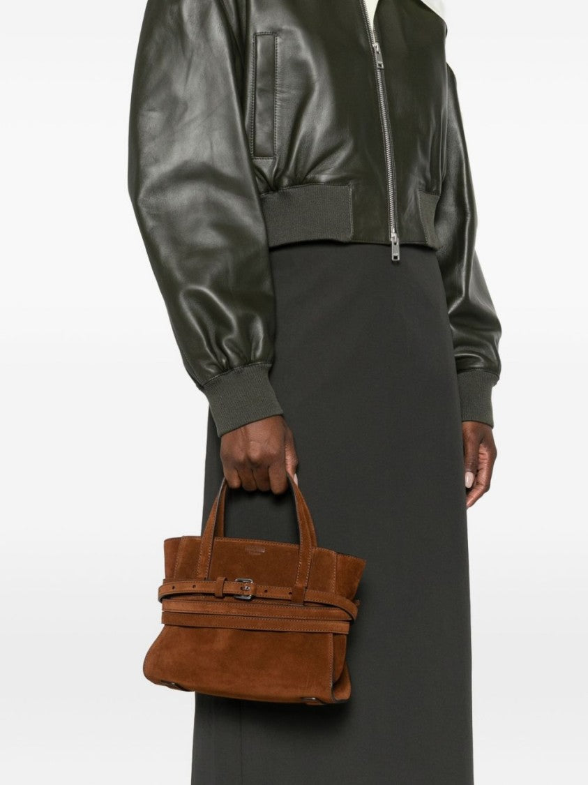 Moschino Structured Brown Suede Bag