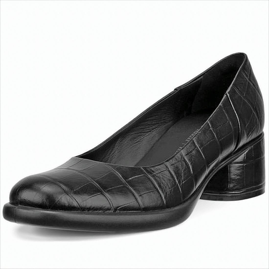 Ecco Textured Crocodile Pattern Low-Heeled Pumps