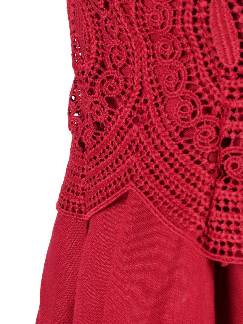 Clips Lace Detail Pleated Midi Dress
