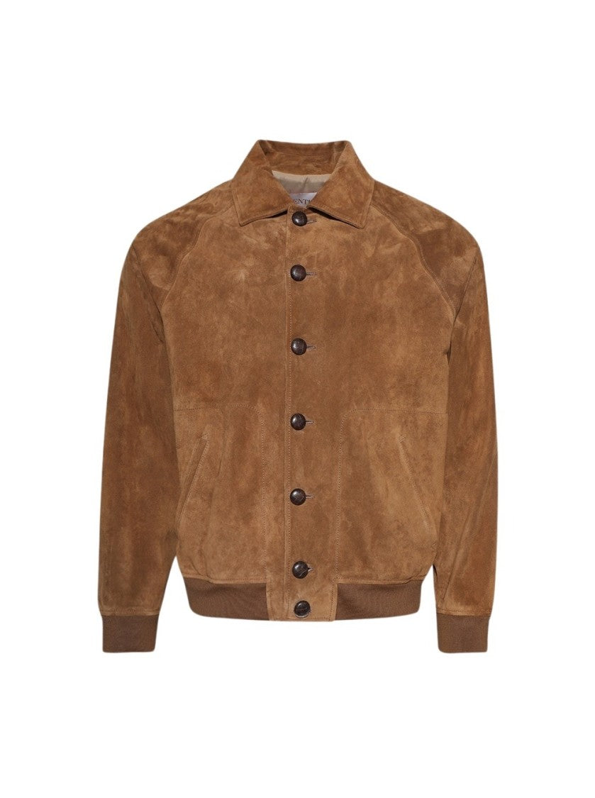 Valentino Suede Jacket Tan