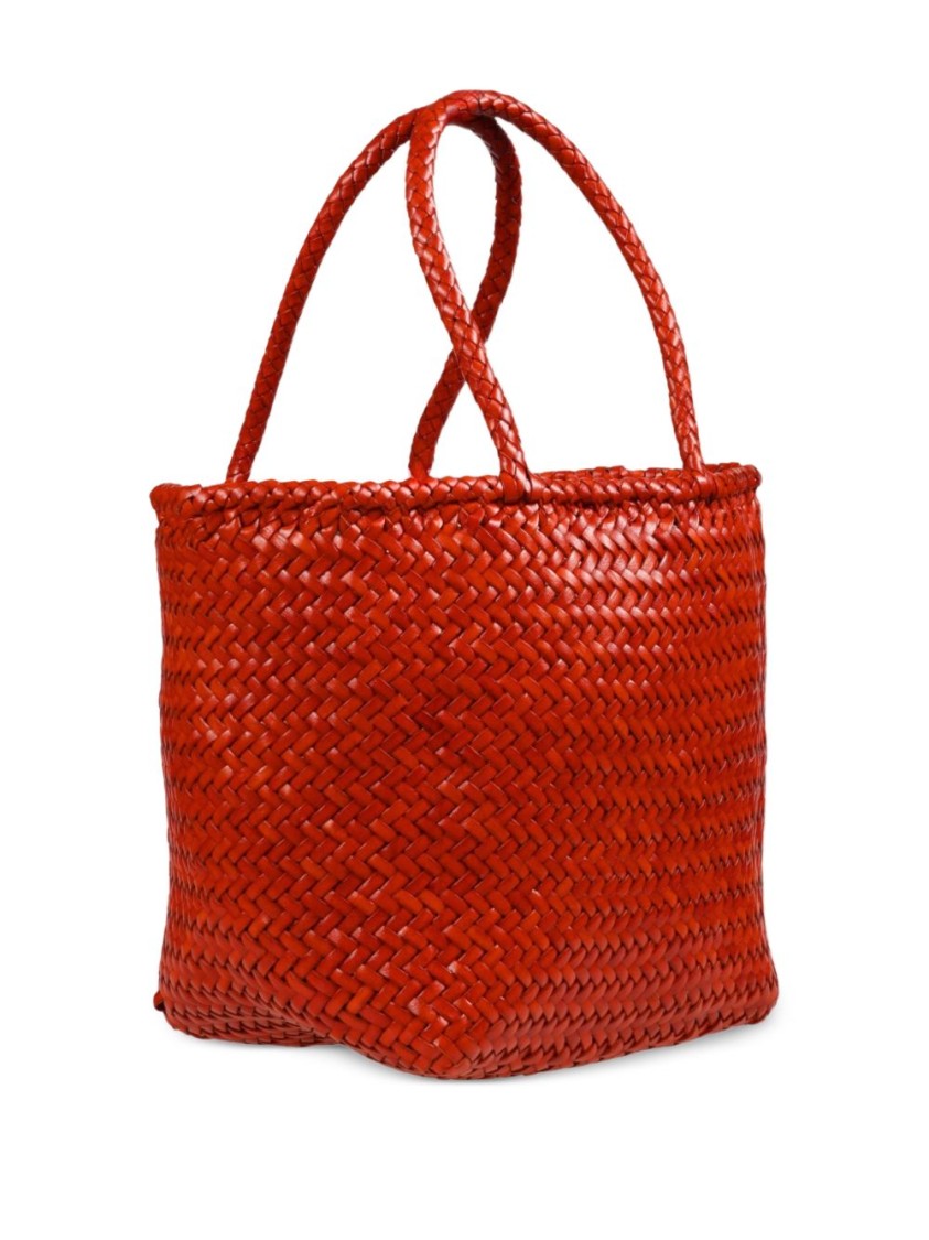 Dragon Diffusion Woven Calf Leather Shopper Bag In Vibrant Orange