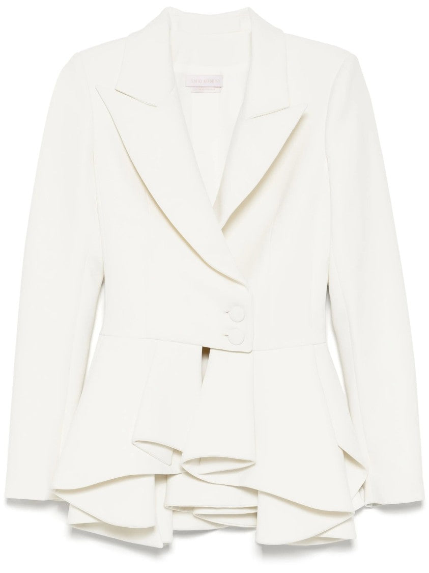 Saiid Kobeisy Structured Off-White Tailored Set With Pleated Hem