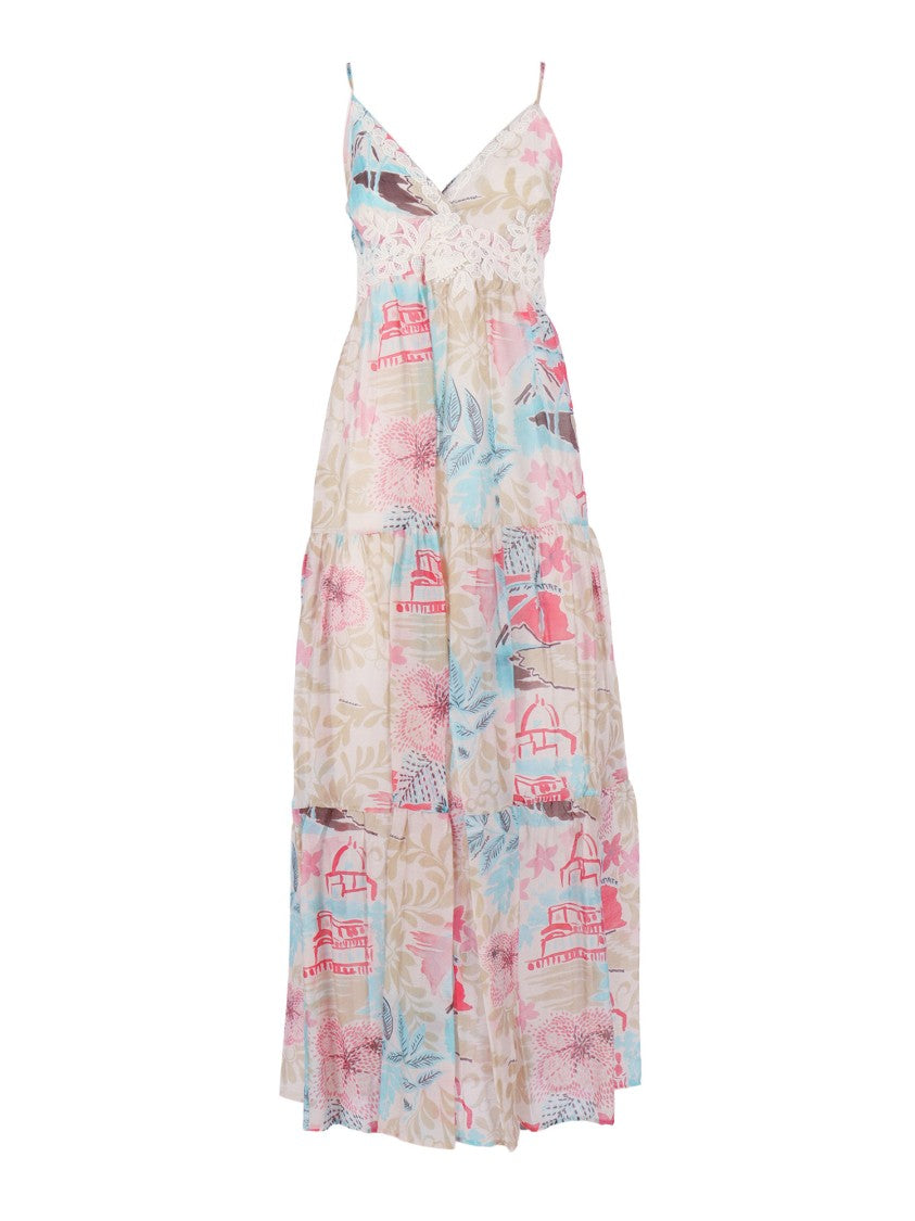 Ermanno Scervino Tiered Skirt Spaghetti Maxi Dress