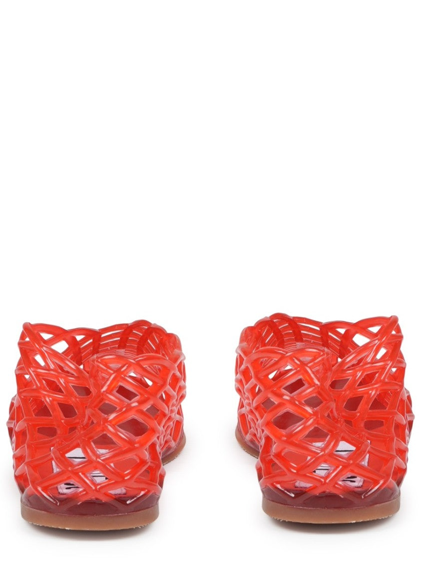 Senso Red Lattice Design Red Flats With Leather Sock