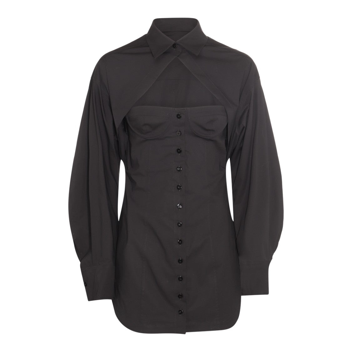 The Attico Cut-Out Bustier Shirt Dress With Shaped Skirt
