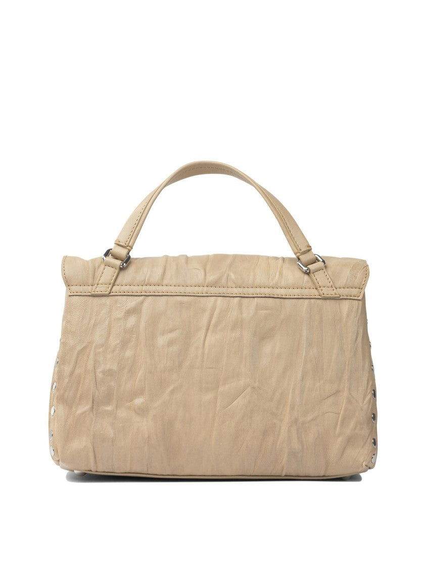 Zanellato Structured Lambskin Handbag With Pleated Texture And Adjustable Shoulder Strap