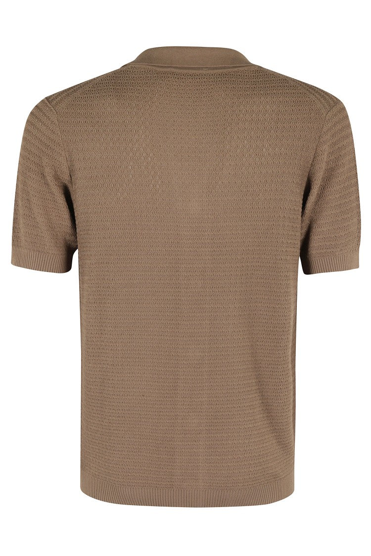 Kangra Short-Sleeved Shirt With Arabesque Textured Fabric And Notched Collar