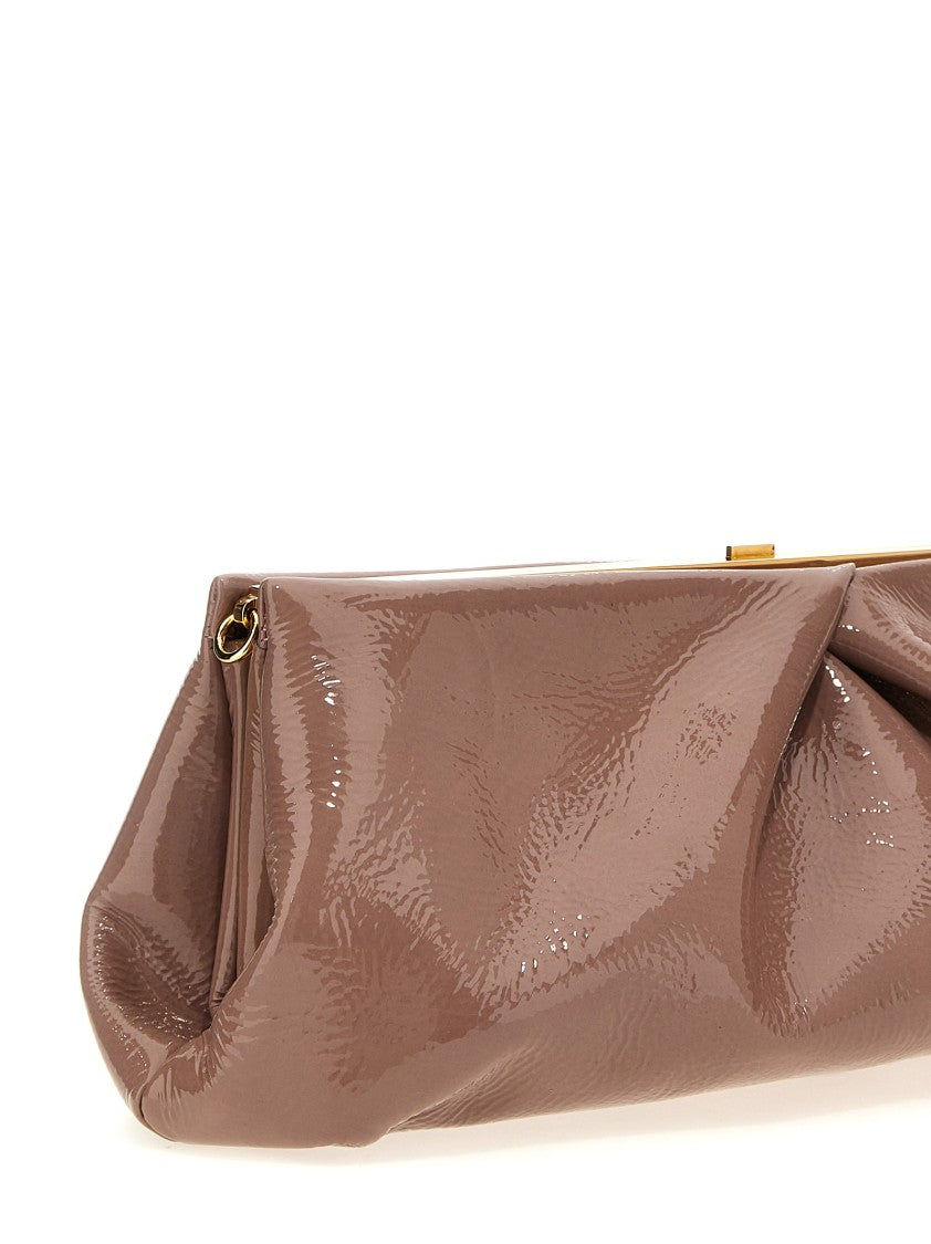 Dries Van Noten Maxi Pleated Patent Leather Clutch