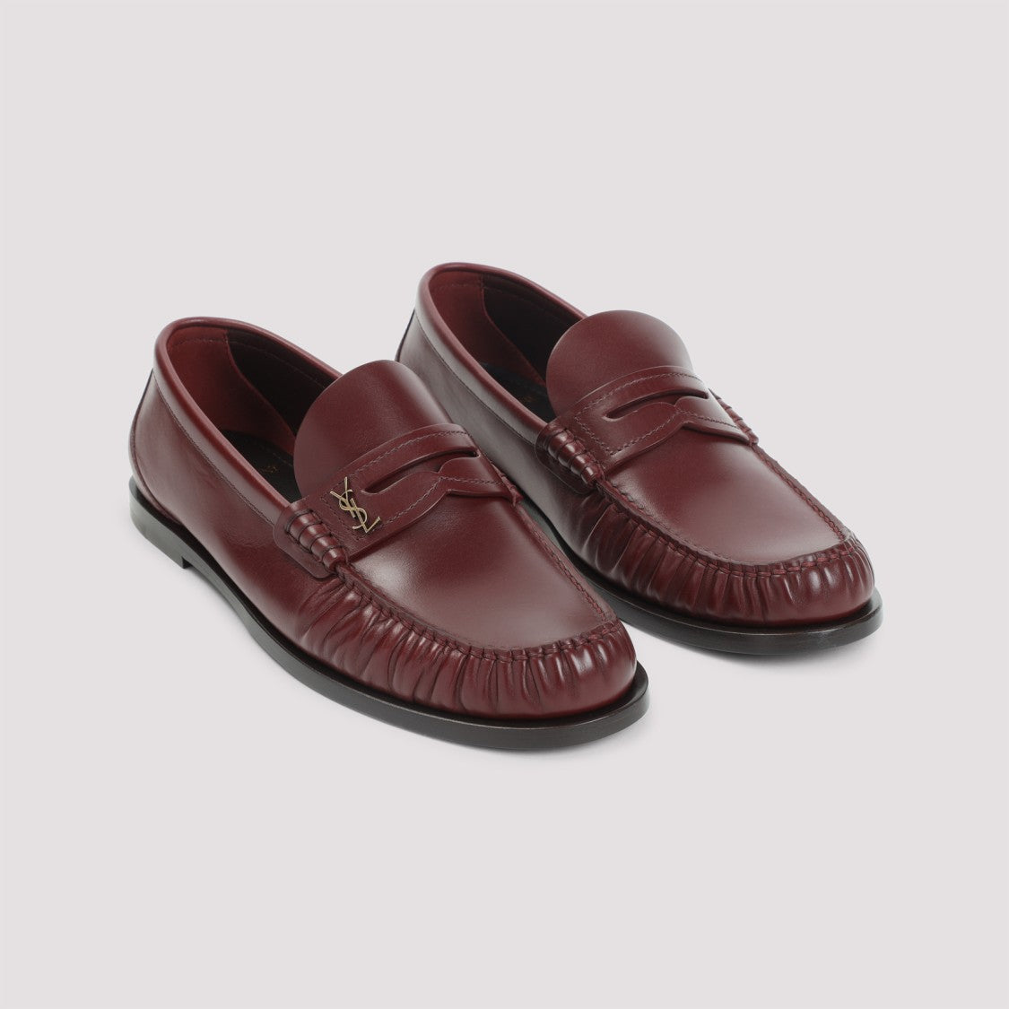 Saint Laurent Dark Red Leather Loafers